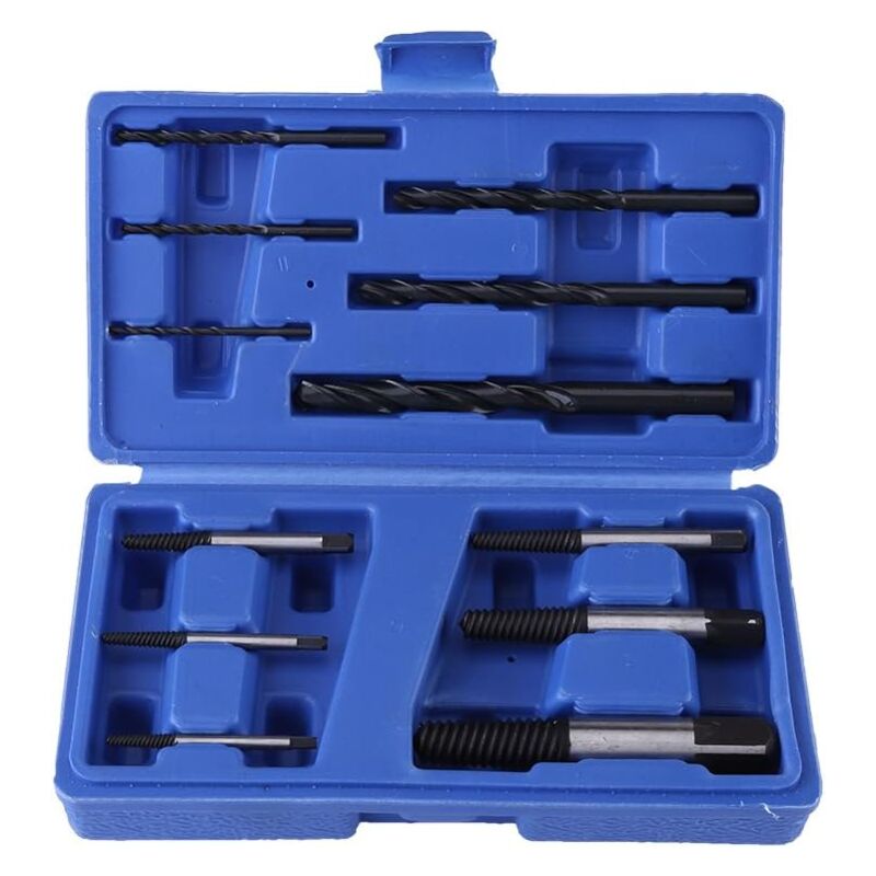foto del prodotto strumenti per la rimozione dei perni kit da 12 pezzi per l estrazione di viti e bulloni rotti, con punte per trapano estrattore e guide per trapano