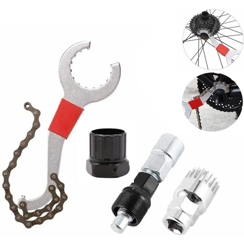 foto del prodotto strumento di manutenzione della bicicletta, frusta per catena multifunzione, strumento di rimozione della cassetta per bicicletta, kit di riparazione