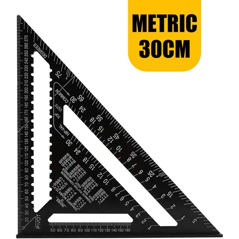 foto del prodotto strumento di misurazione dell angolo di arresto del righello del triangolo in lega di alluminio professionale metrico goniometro triangolare da 30 cm
