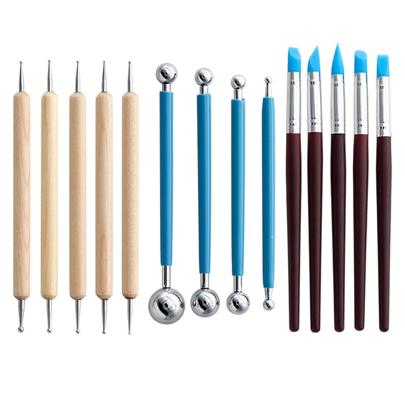 foto del prodotto strumento per ceramica, 14 pezzi kit in ceramica scultura strumenti per modellare accessori per argilla include penne in silicone, strumenti a sfera