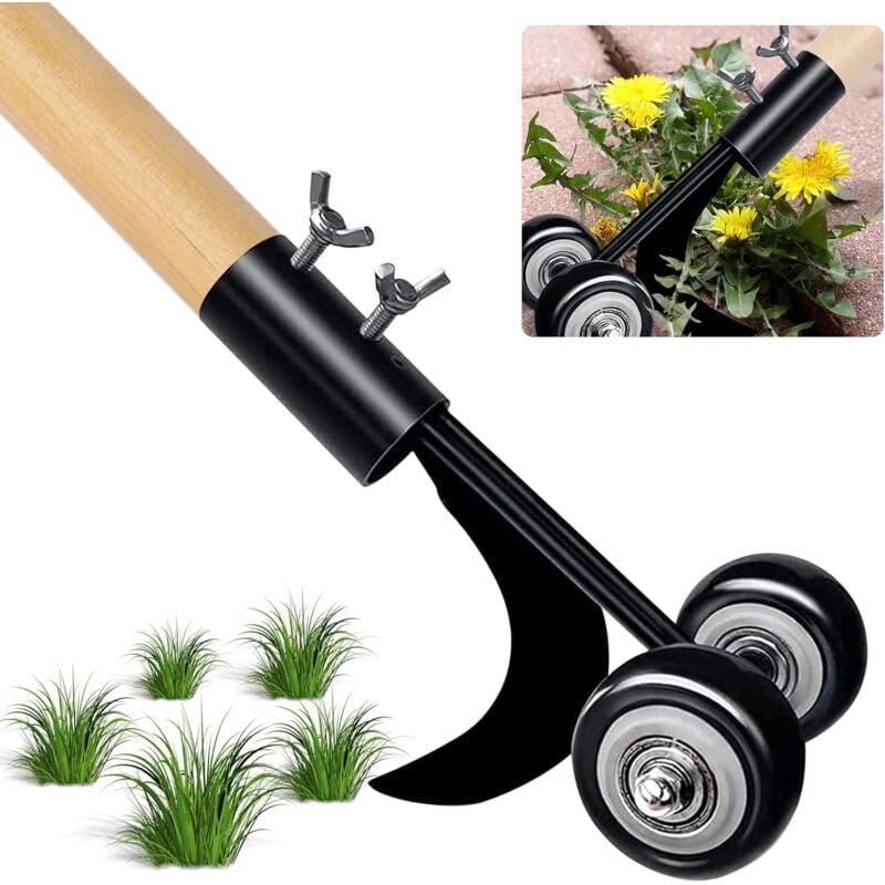 foto del prodotto strumento per diserbo manuale con ruote pulizia tra lastre, blocchi, cortili e prati giardino 