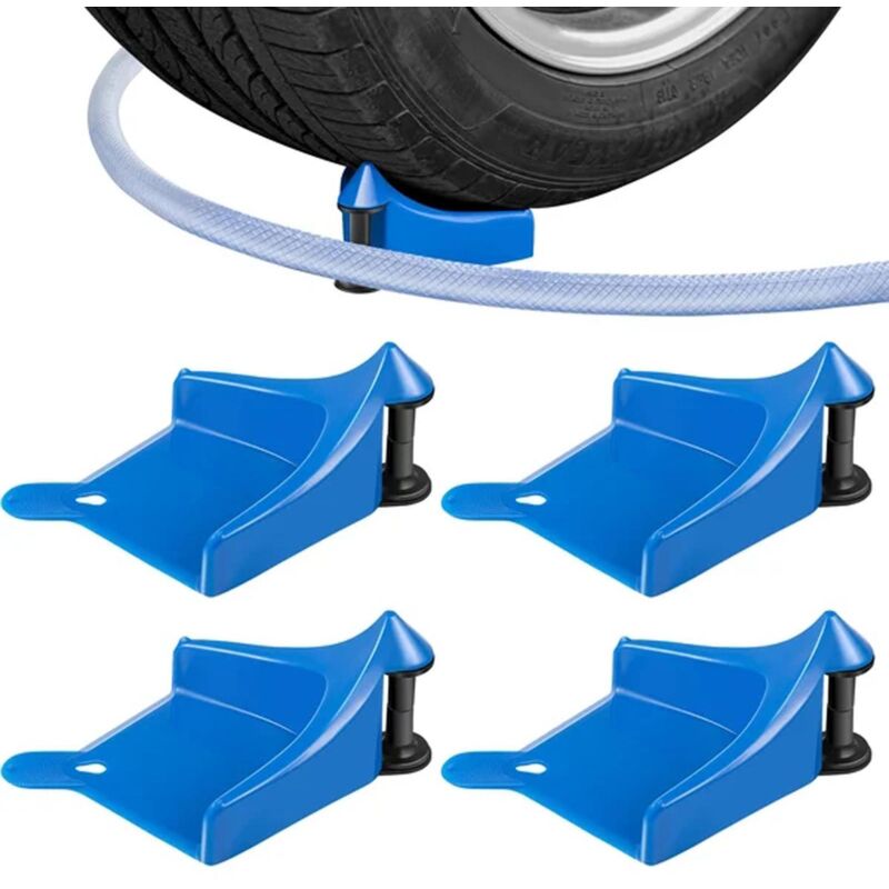 foto del prodotto strumento per la pulizia e la manutenzione dell auto, impedisce l inceppamento dei tubi, per tutti i tipi di ruote blu, confezione da 4 