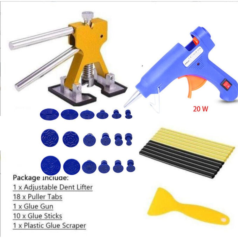 foto del prodotto strumento per la riparazione di ammaccature senza vernice, kit per la rimozione di ammaccature dalla carrozzeria dell auto con pistola per colla,