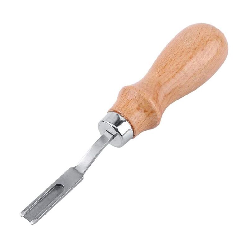 foto del prodotto strumento per smussare il bordo in pelle, strumento per smussare il bordo largo per la lavorazione della pelle manico in legno