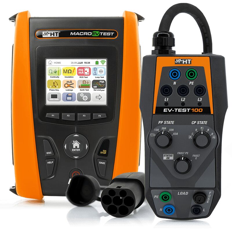 foto del prodotto strumento per verifica sicurezza elettrica colonnine ricarica veicoli macroevtest ht hv5036ev