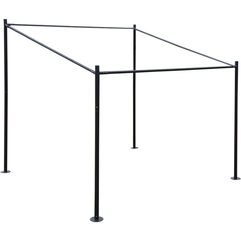 foto del prodotto struttura a pergola hhg 897, telaio gazebo padiglione da giardino, acciaio 3x3m