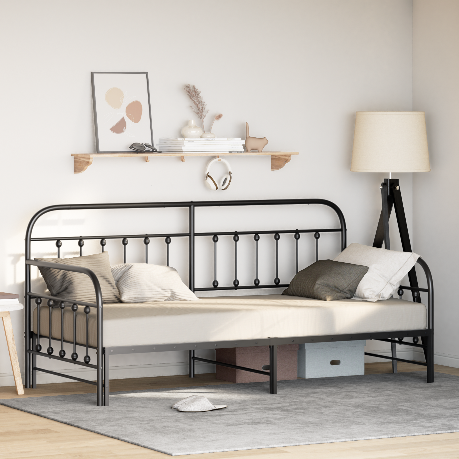 foto del prodotto struttura daybed con lettino estraibile nero 100x200 cm acciaio