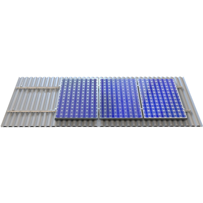foto del prodotto struttura di montaggio per 6 pannelli fotovoltaici verticali su lamiera grecata singola fila 