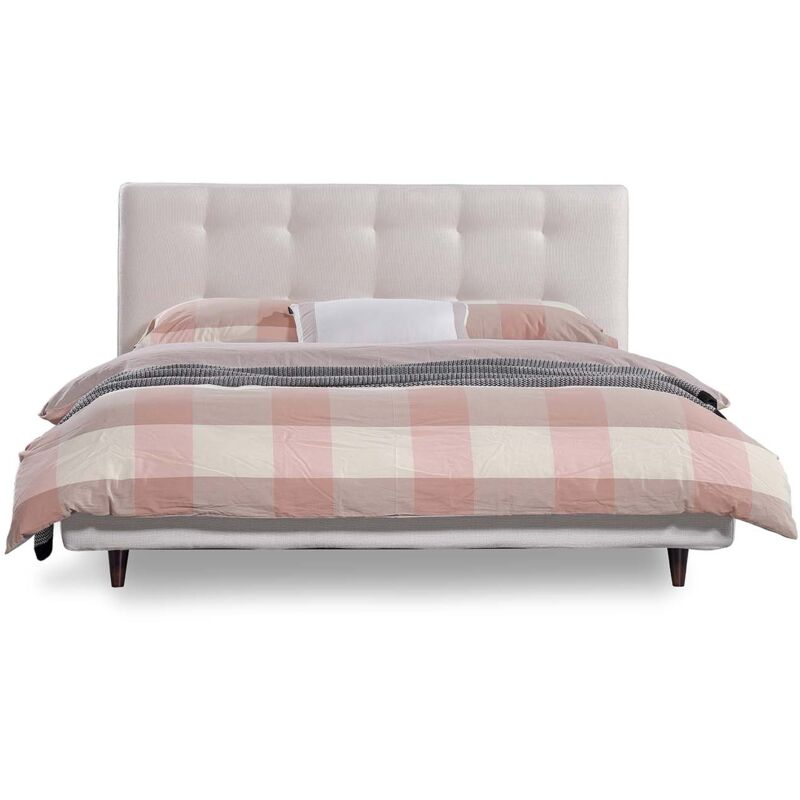 foto del prodotto struttura letto 150x200 cm delft p rumm con testiera trapuntata inclusa grigio perla piedini in legno