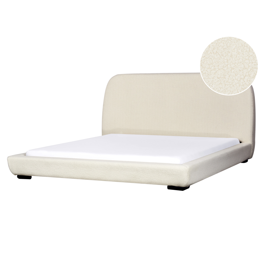 foto del prodotto struttura letto a doghe beige chiaro poliestere boucle tessuto imbottito 180 x 200 cm design classico tradizionale