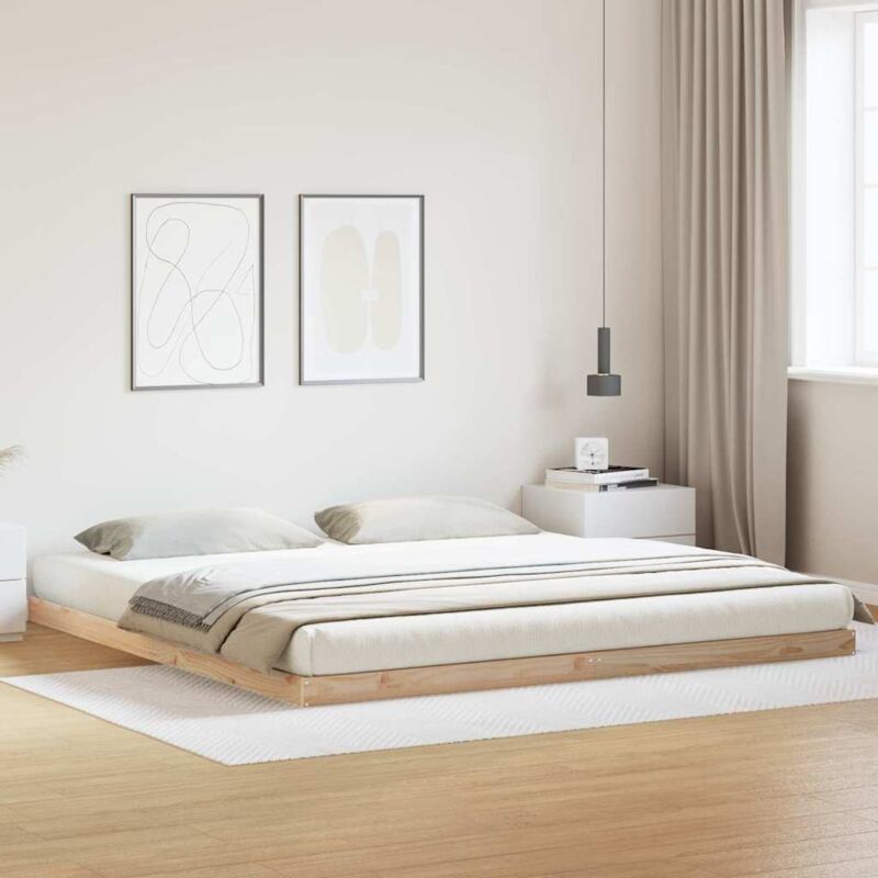 foto del prodotto struttura letto a terra vidaxl bianco 180x210 cm legno massello di pino