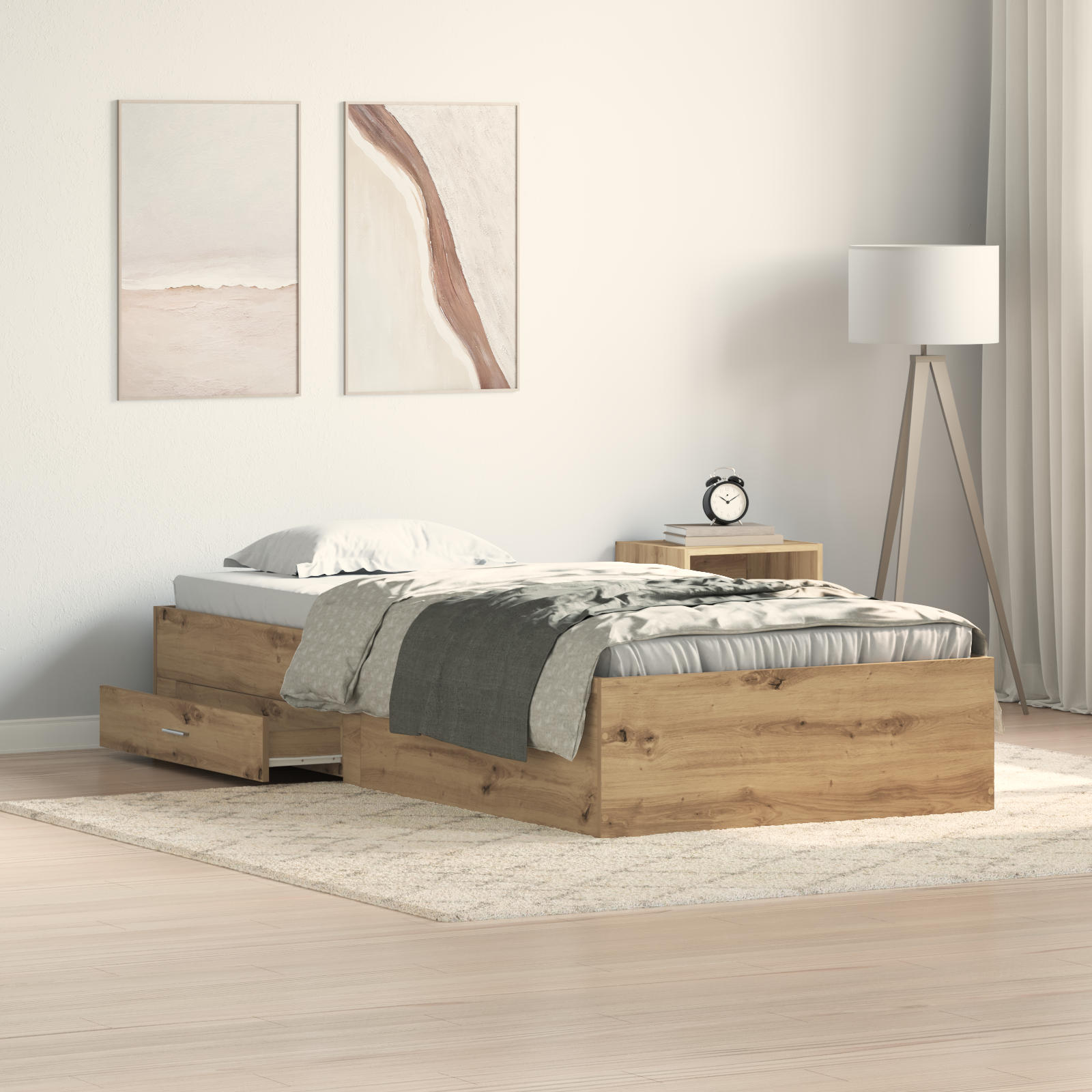 foto del prodotto struttura letto artisan rovere 90x190 cm legno ingegnerizzato