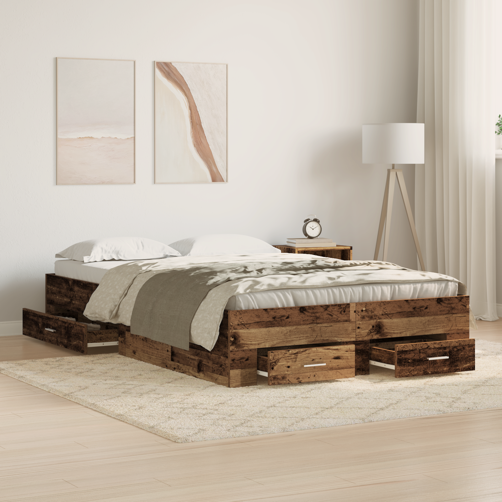 foto del prodotto struttura letto con cassetti legno vecchio 120x200 cm legno ingegnerizzato