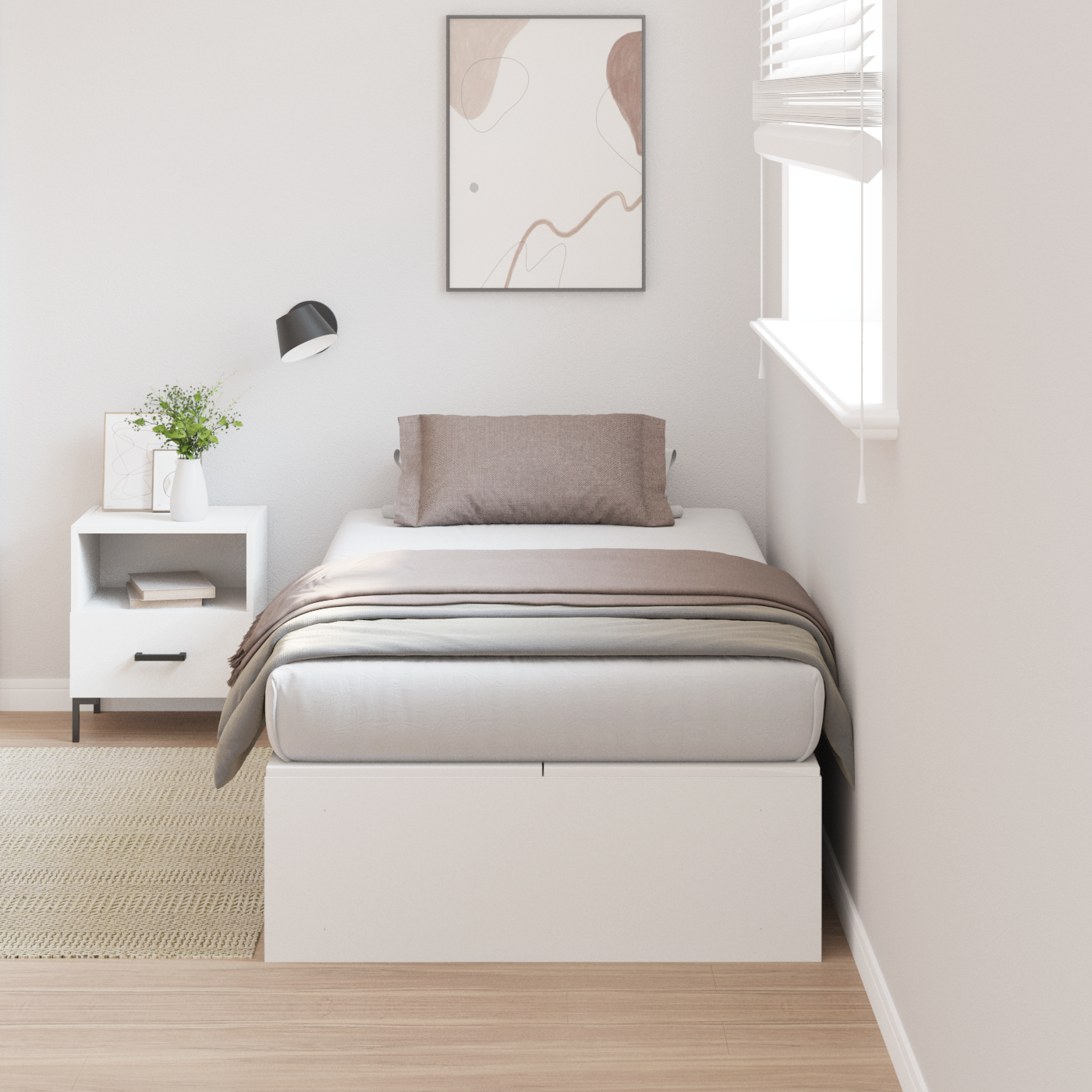 foto del prodotto struttura letto con contenitore bianca 100x200 cm