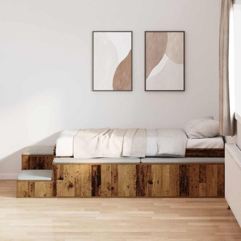 foto del prodotto struttura letto con contenitore con cassetto legno vecchio - vidaxl