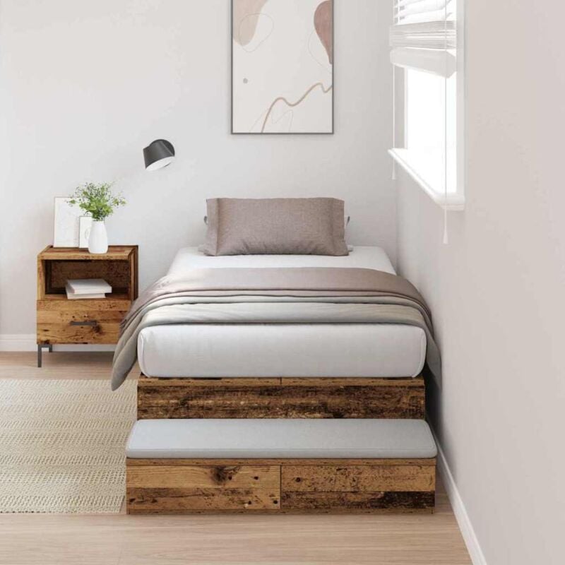foto del prodotto struttura letto con contenitore con cassetto legno vecchio - vidaxl