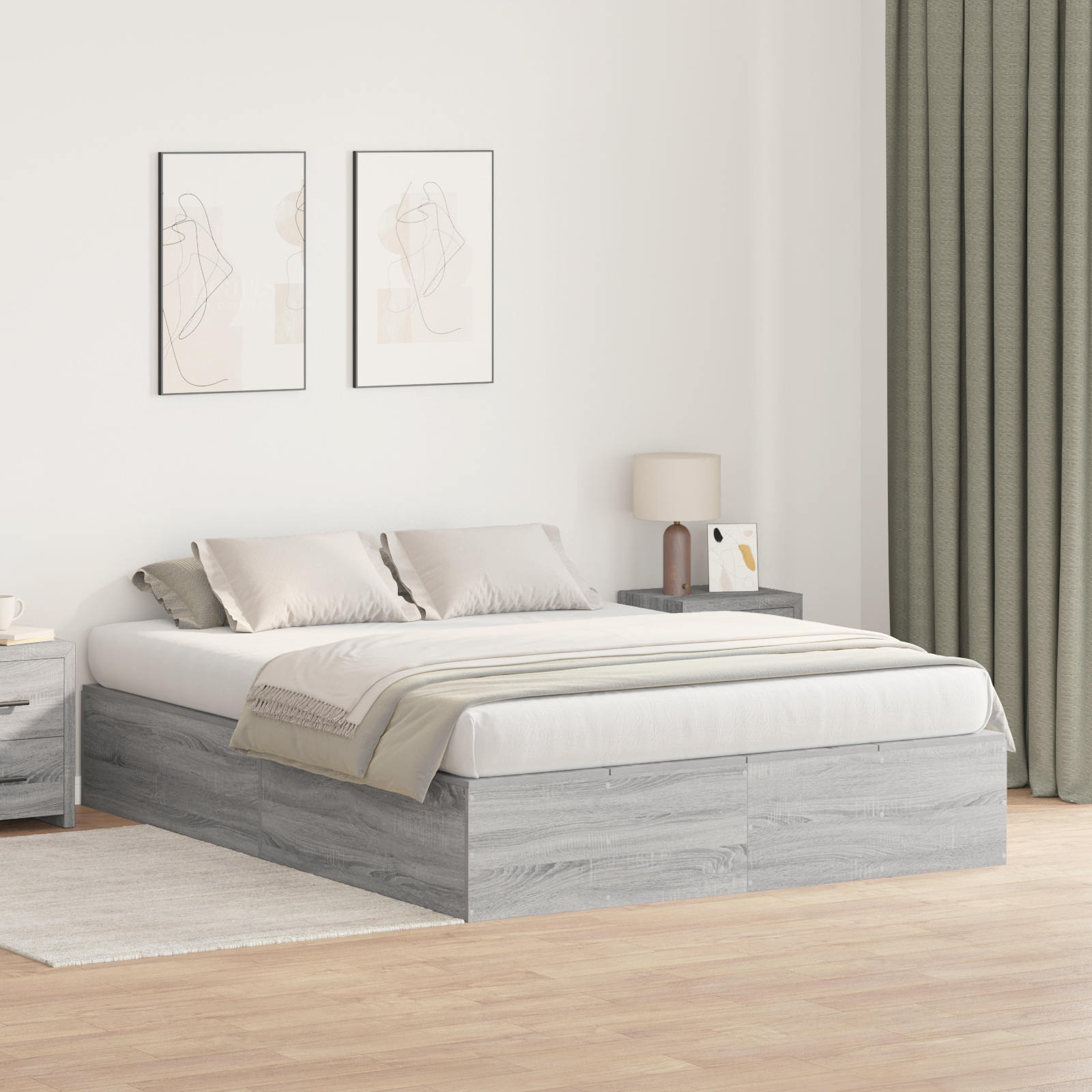 foto del prodotto struttura letto con contenitore grigio sonoma 140x190 cm