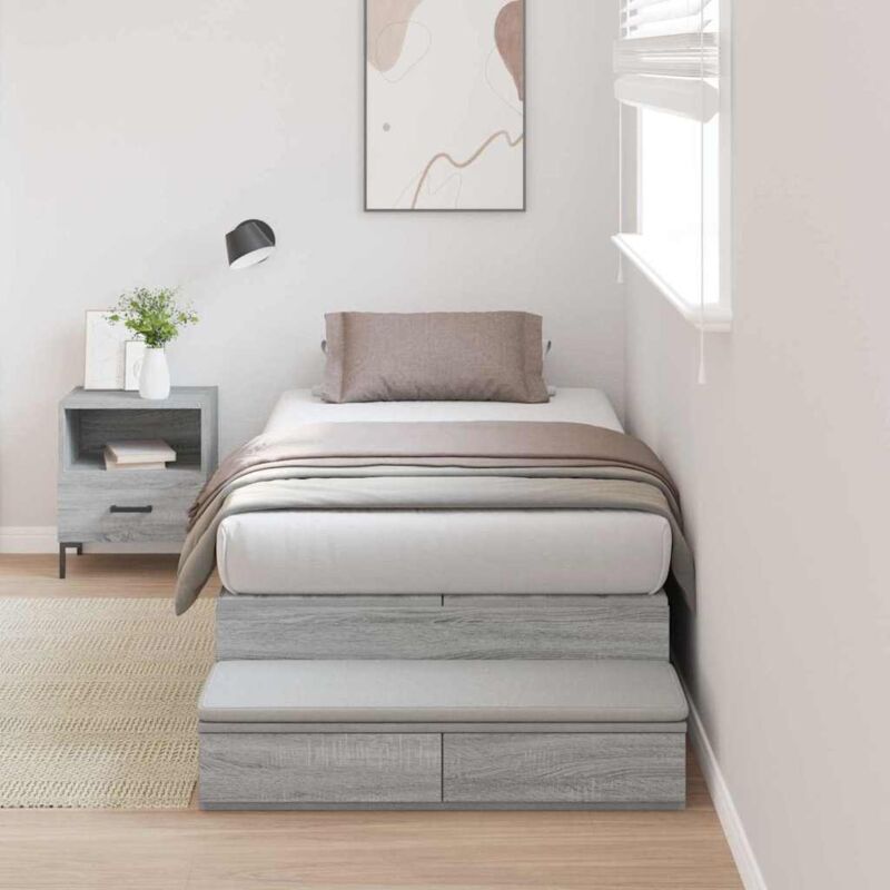 foto del prodotto struttura letto con contenitore grigio sonoma 90x200 cm vidaxl