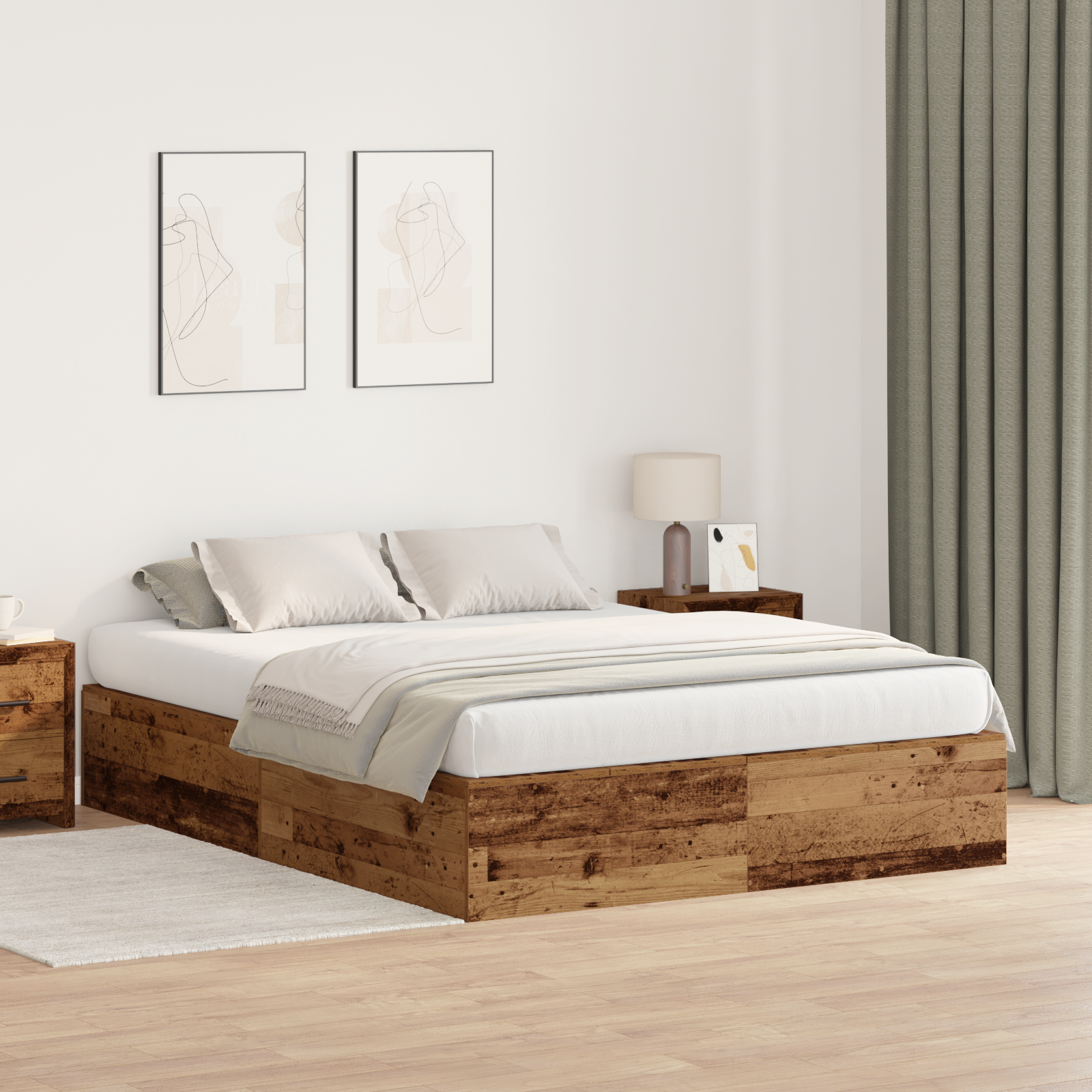 foto del prodotto struttura letto con contenitore in legno vecchio 140x190 cm