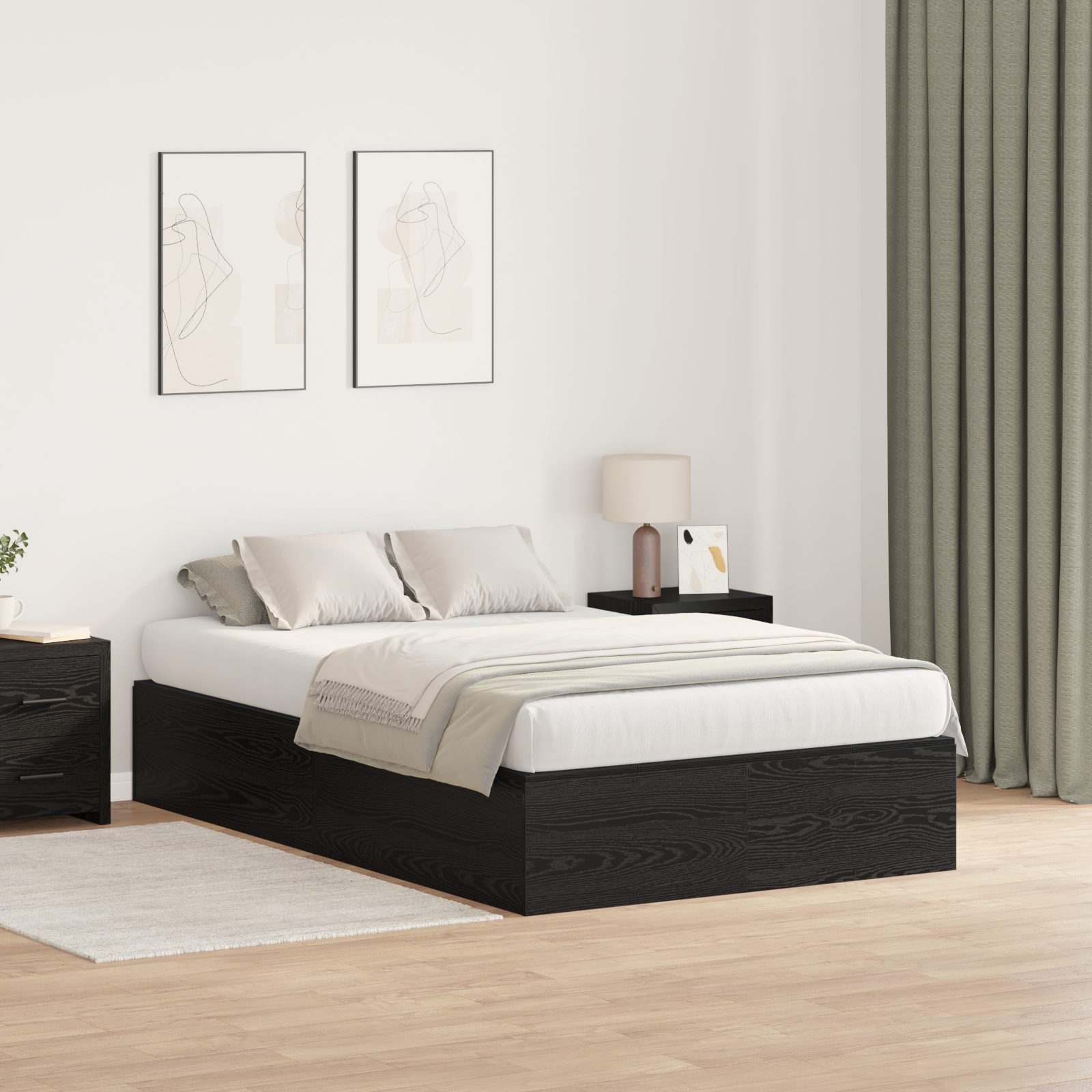 foto del prodotto struttura letto con contenitore in oak nero 120x190 cm