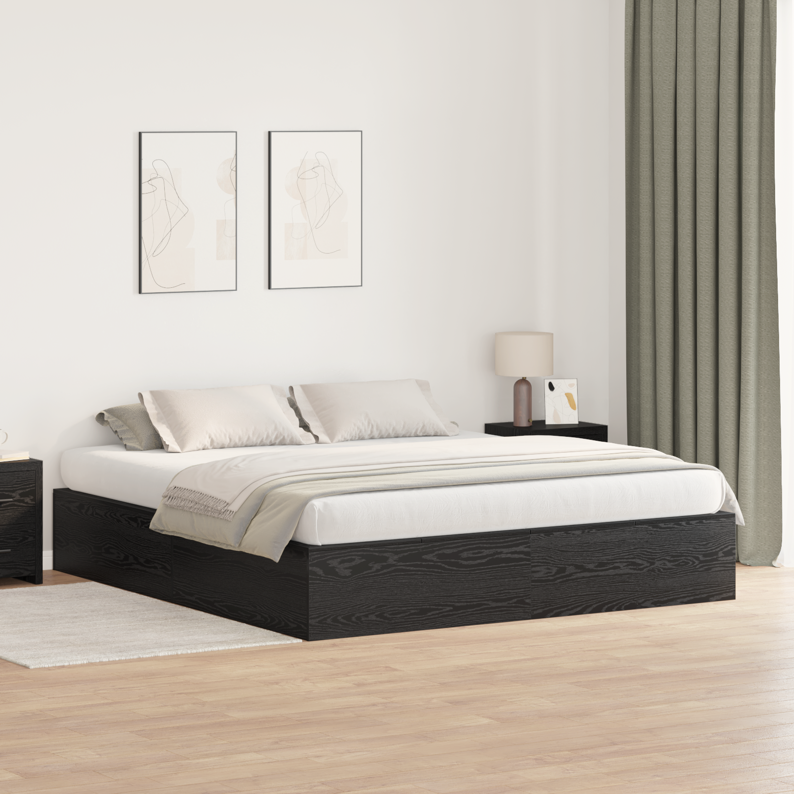 foto del prodotto struttura letto con contenitore in rovere nero 180x200 cm