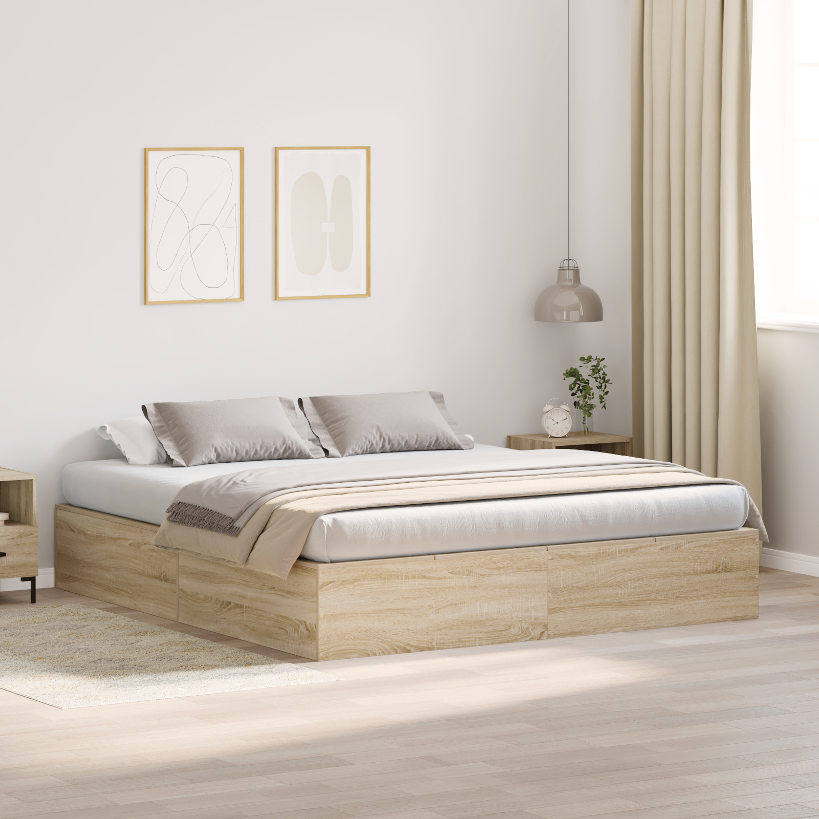 foto del prodotto struttura letto con contenitore in rovere sonoma 200x200 cm