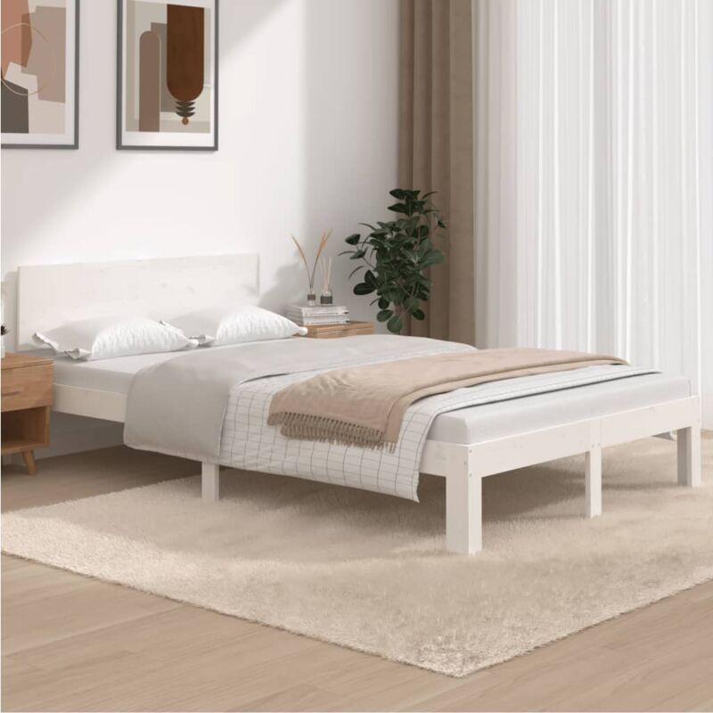 foto del prodotto struttura letto con testiera alta in legno 120x200cm vari colori disponibili colore bianco