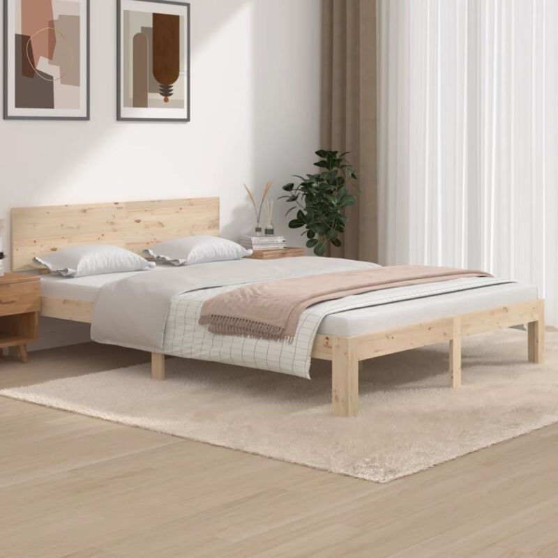 foto del prodotto struttura letto con testiera alta in legno 140x200cm vari colori disponibili colore marrone chiaro