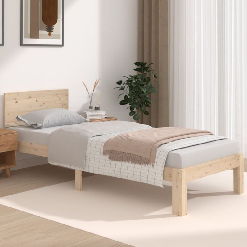 foto del prodotto struttura letto con testiera alta in legno 75x190cm vari colori disponibili colore marrone chiaro