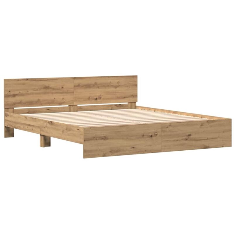 foto del prodotto struttura letto con testiera in rovere fatto a mano 180 x 200 cm, realizzata in legno ingegnerizzato. vidaxl