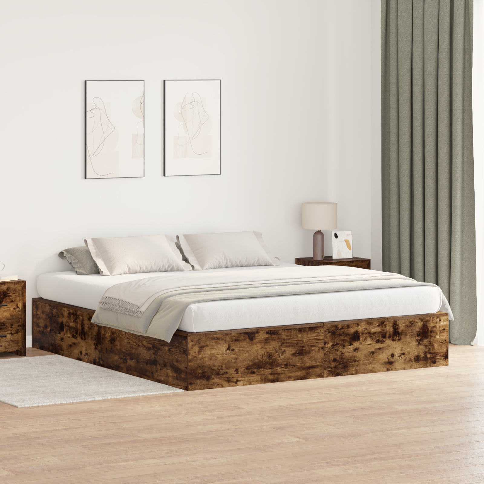 foto del prodotto struttura letto contenitore in rovere affumicato 200x200 cm