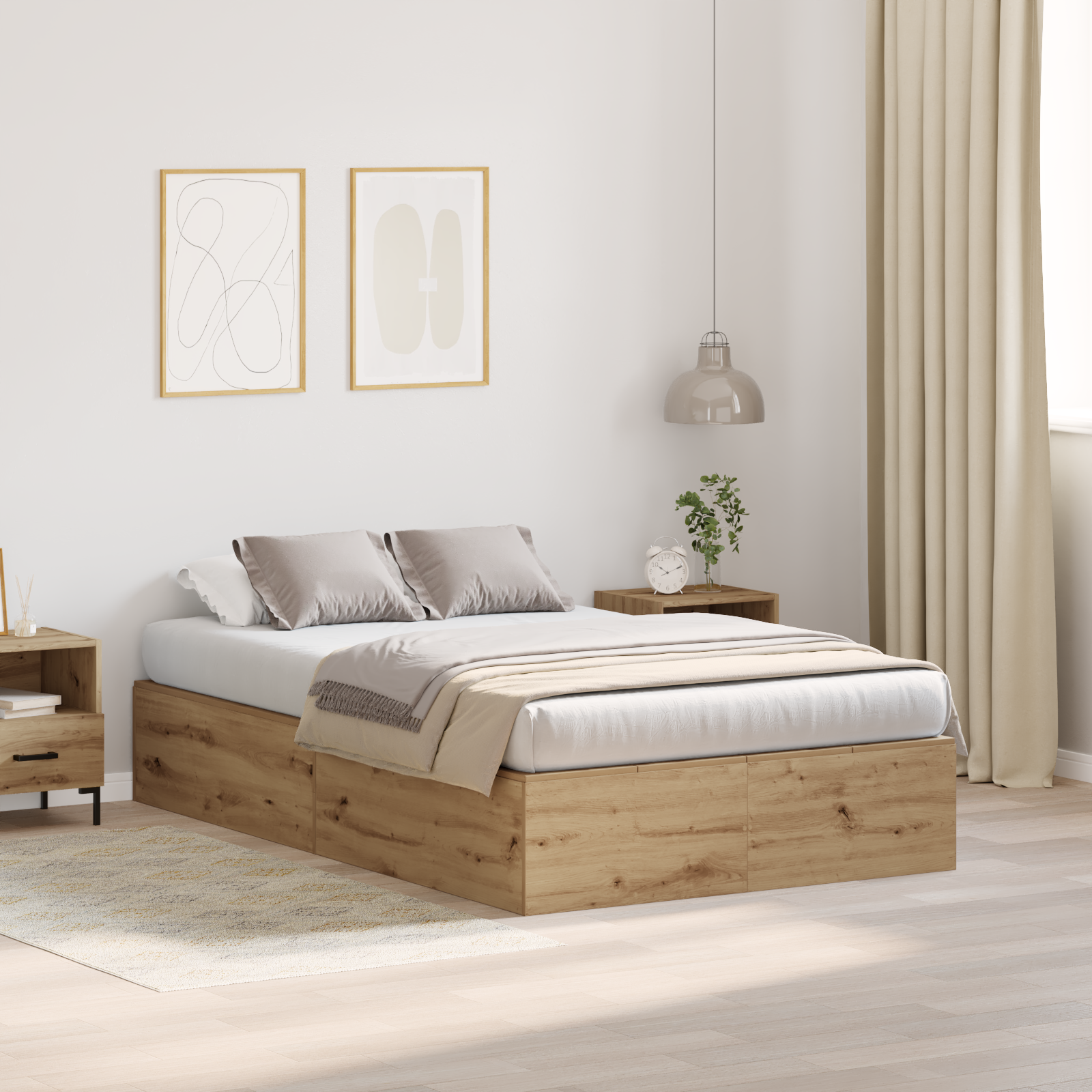foto del prodotto struttura letto contenitore in rovere artigianale 120x190 cm