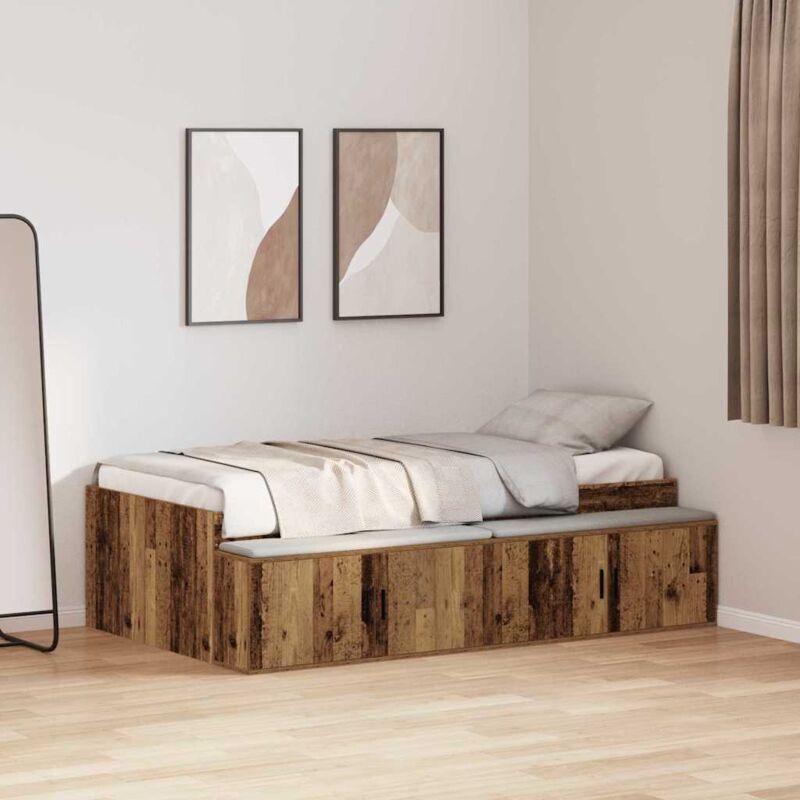 foto del prodotto struttura letto contenitore legno invecchiato 75x190 cm vidaxl