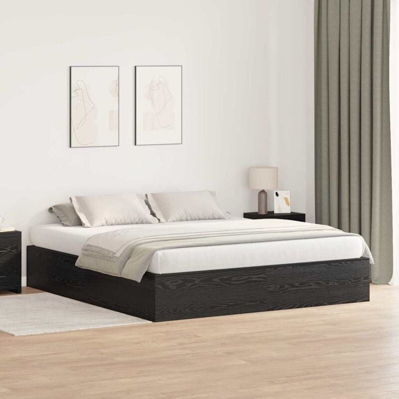 foto del prodotto struttura letto contenitore nera in rovere 180x200 cm vidaxl