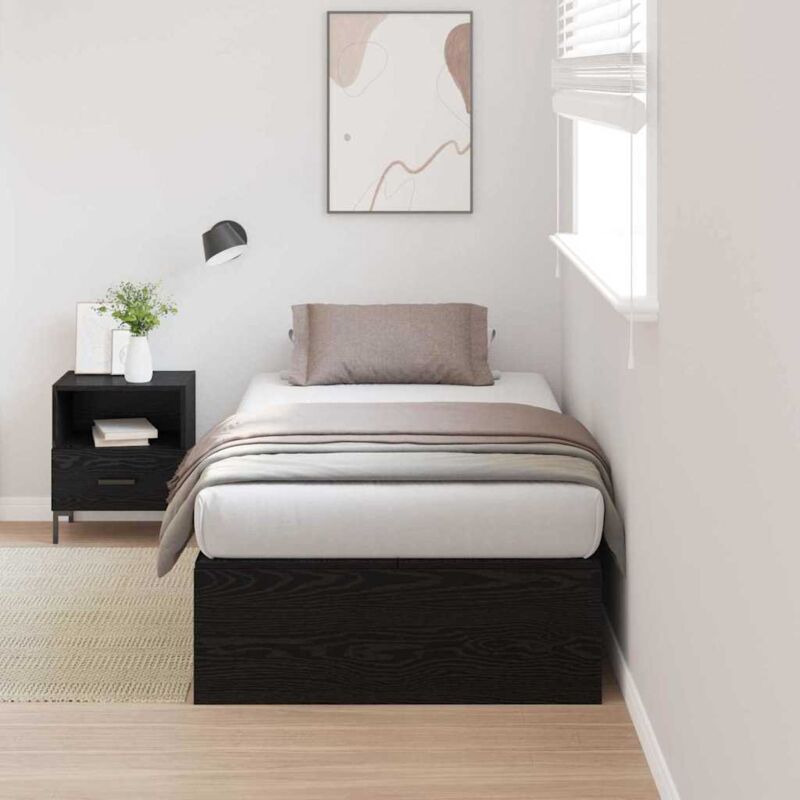 foto del prodotto struttura letto contenitore nero rovere 100x200 cm vidaxl