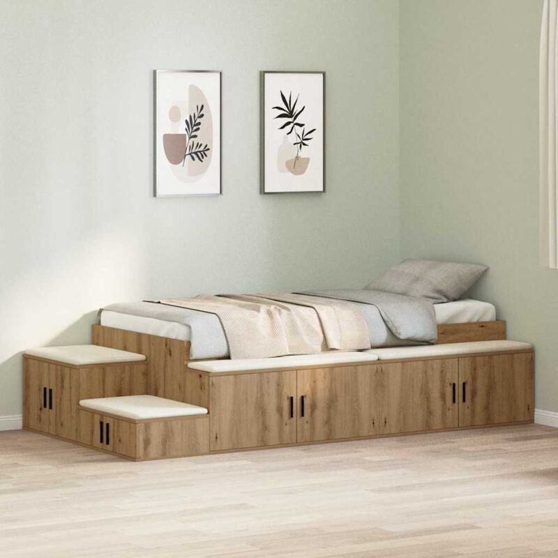 foto del prodotto struttura letto contenitore rovere artisan 90x200 cm vidaxl