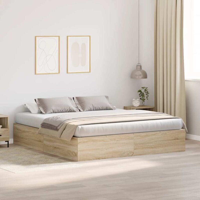 foto del prodotto struttura letto contenitore rovere sonoma 200x200 cm vidaxl