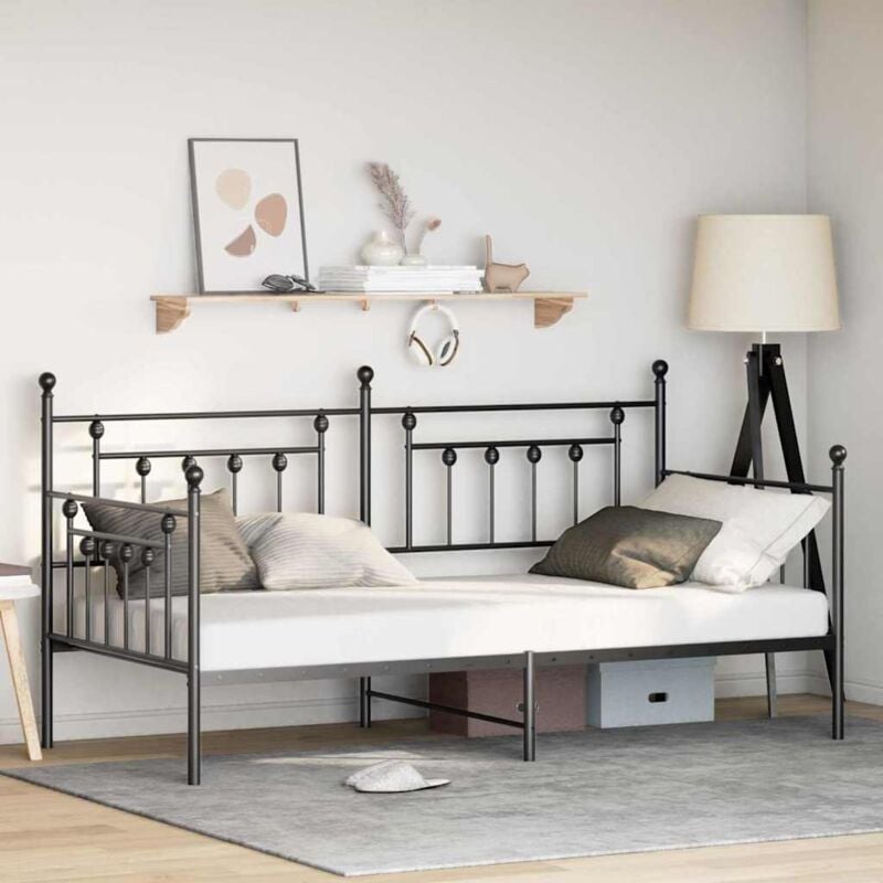 foto del prodotto struttura letto giornaliero vitaxl nera 90x190 cm acciaio vidaxl
