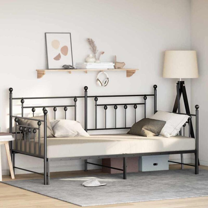 foto del prodotto struttura letto giorno con letto estraibile nera 107x203 cm acciaio vidaxl