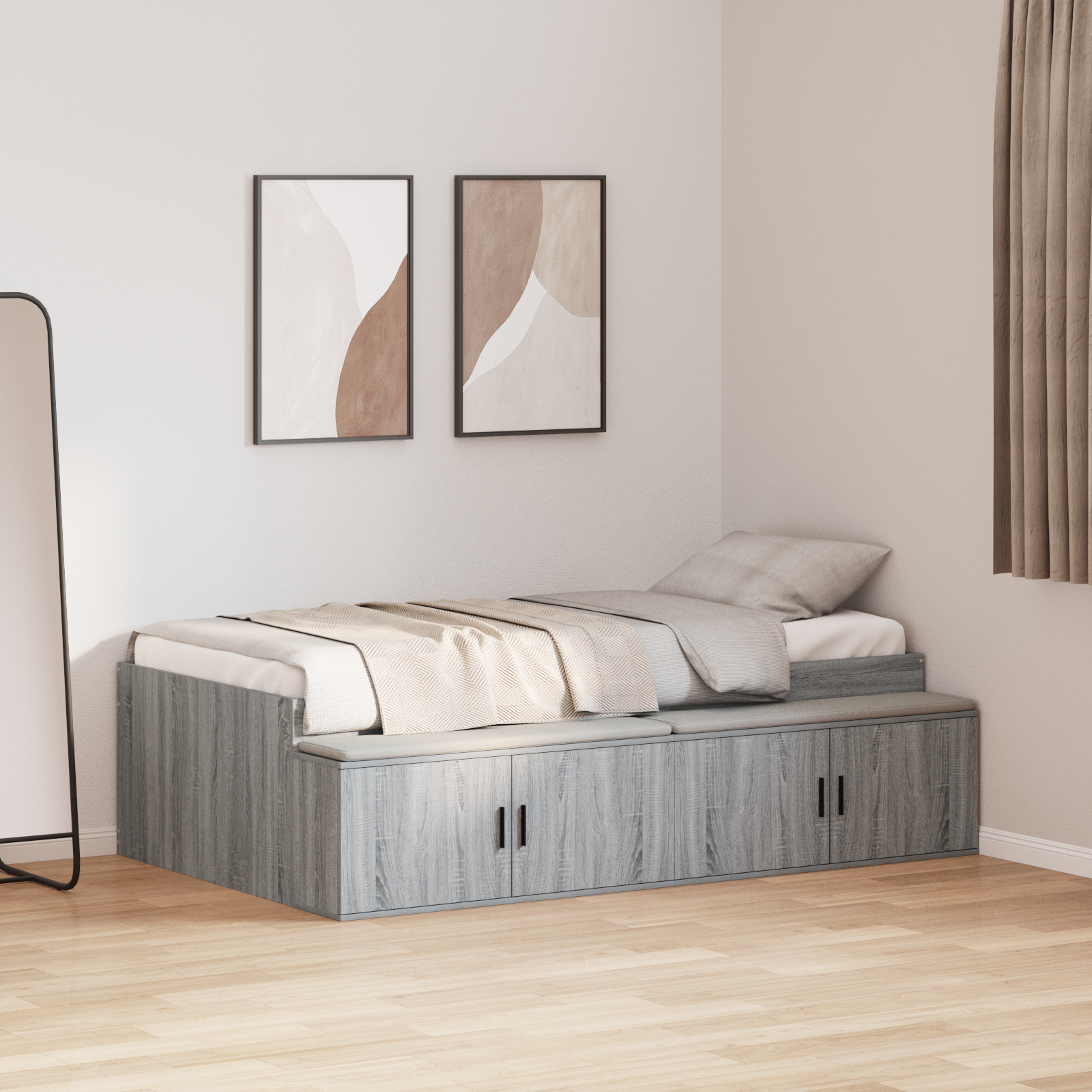 foto del prodotto struttura letto grigio sonoma 90x190 cm