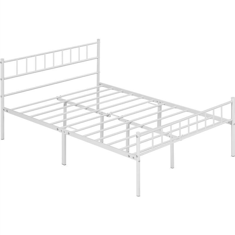 foto del prodotto struttura letto in ferro battuto a doghe in metallo bianco 140 x 200 cm yaheetech