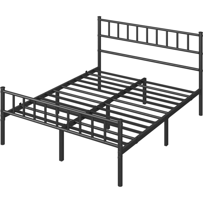 foto del prodotto struttura letto in ferro battuto a doghe in metallo nero 160 x 200 cm yaheetech
