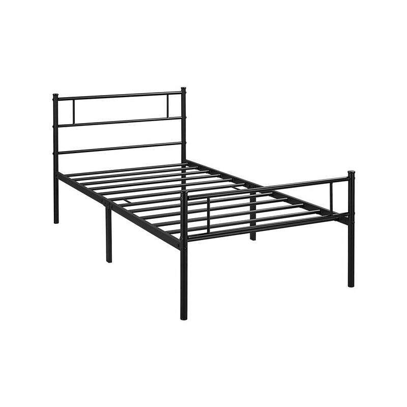 foto del prodotto struttura letto in ferro battuto a doghe in metallo nero 90 x 190 cm yaheetech
