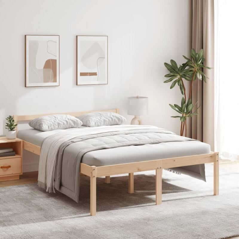 foto del prodotto struttura letto in legno di pino design semplice 140x200cm vari colori colore marrone chiaro