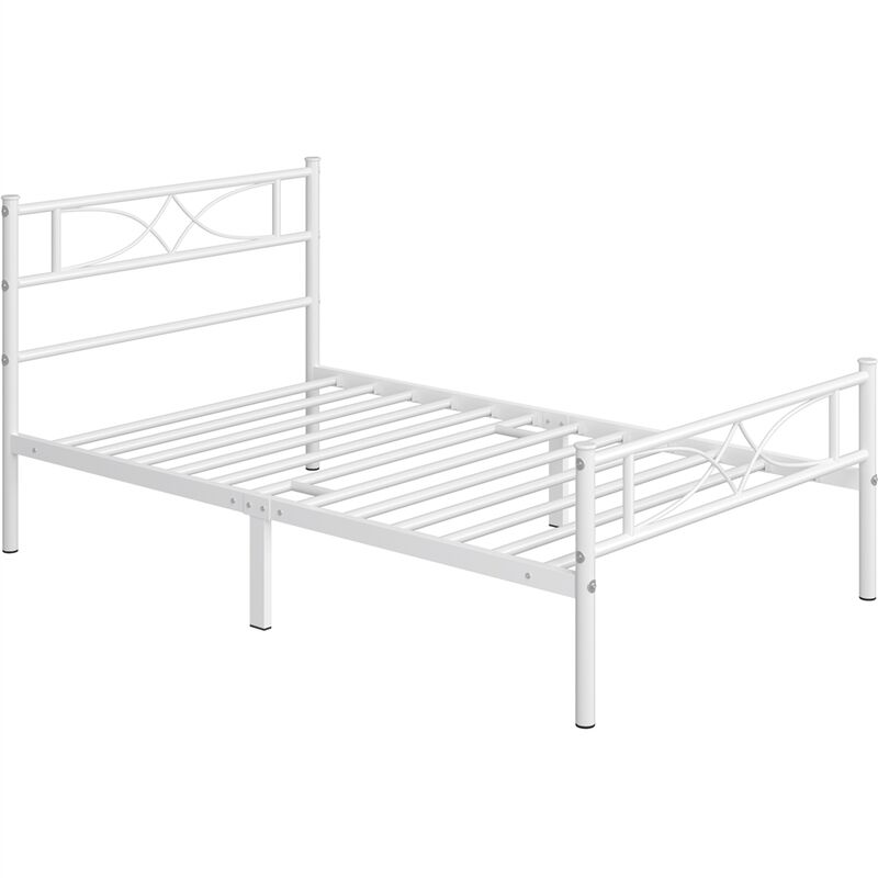 foto del prodotto struttura letto in metallo 36 cm battuto a doghe testiera snella in ferro moderno bianco 90 x 200 cm yaheetech