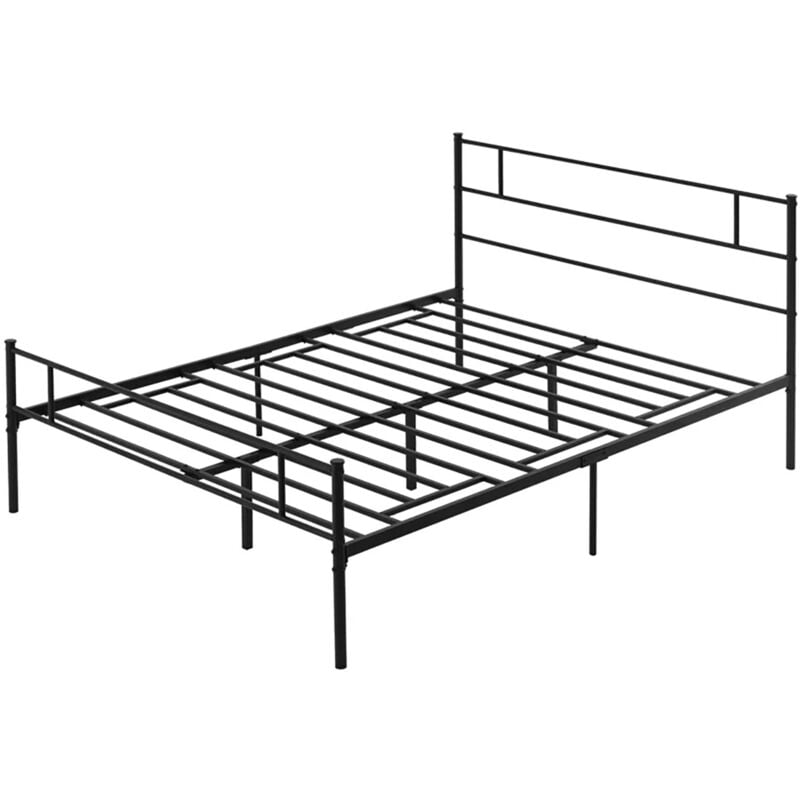 foto del prodotto struttura letto matrimoniale 160x200 cm in acciaio con doghe integrate nero