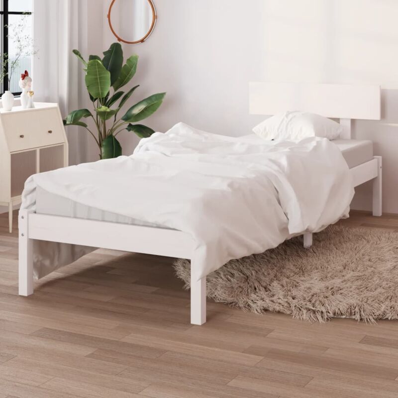 foto del prodotto struttura letto moderna e minimal 90x190cm in legno vari colori disponibili colore bianco