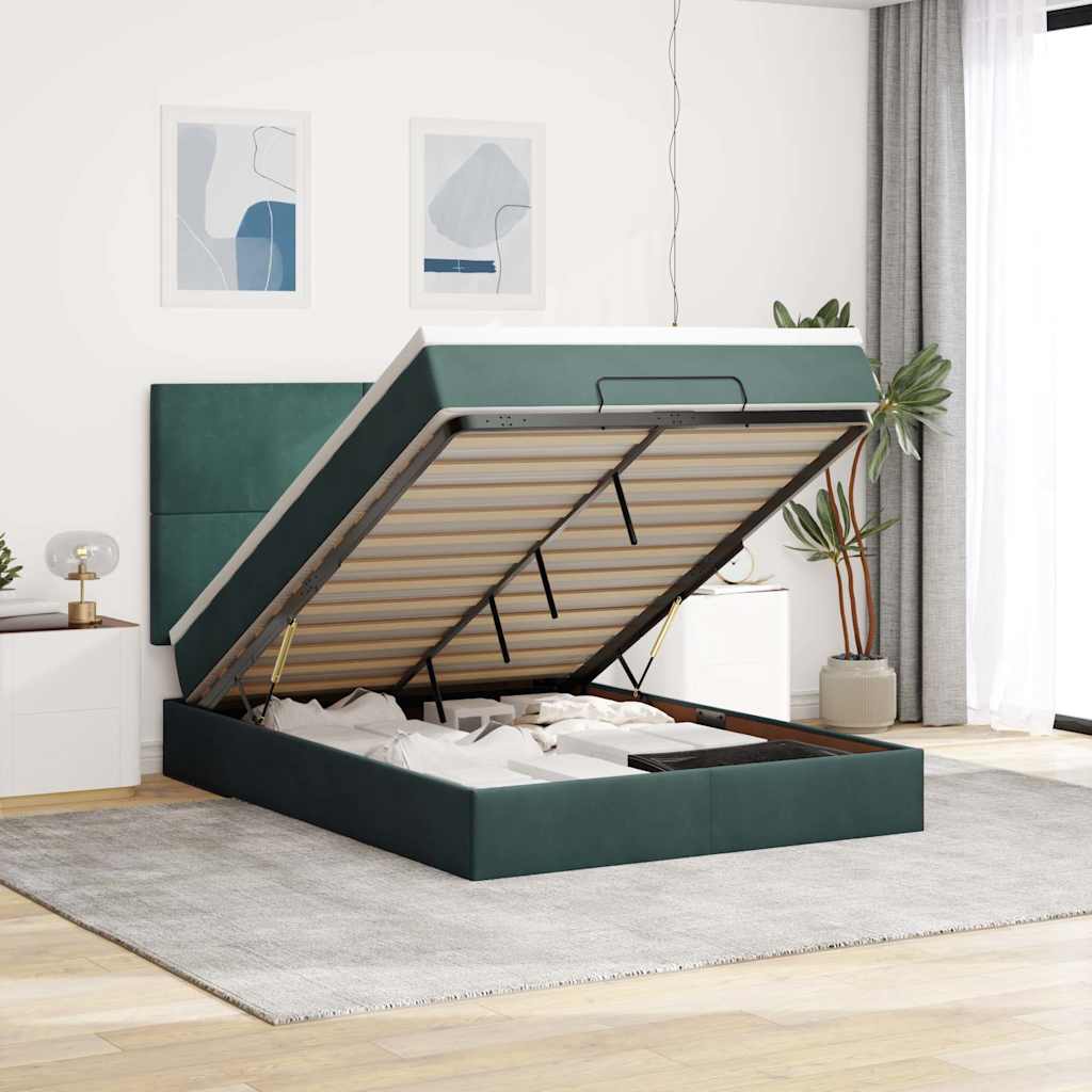 foto del prodotto struttura letto pouf con materassi 140x190 cm in velluto