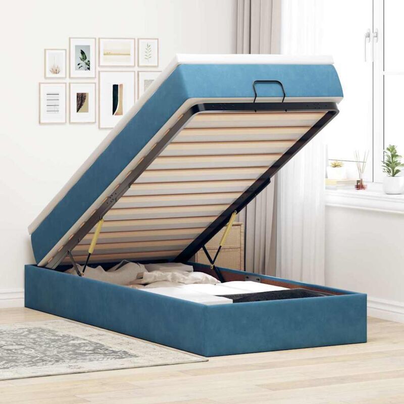 foto del prodotto struttura letto pouf con materasso 100x200 cm velluto vidaxl