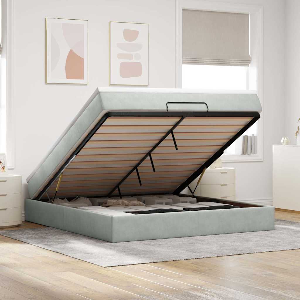 foto del prodotto struttura letto pouf con materasso 160x200 cm in velluto